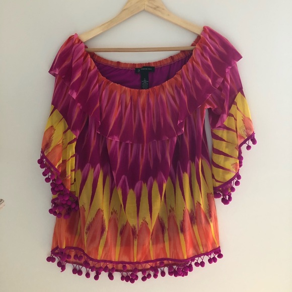 INC International Concepts Tops - 🚨Tassel Top🚨 Colorful Tassel Blouse